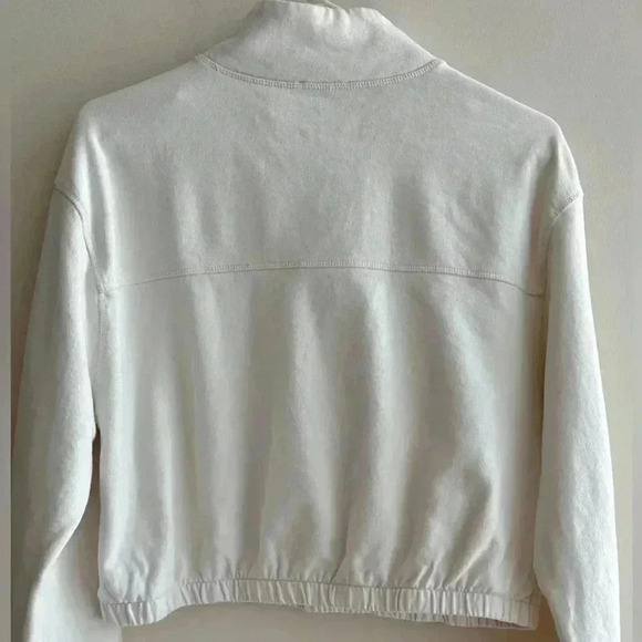 BP White 1/4 Zip Sports Jacket, Athleisure Athletic White Sweatshirt, Small - Picture 14 of 16